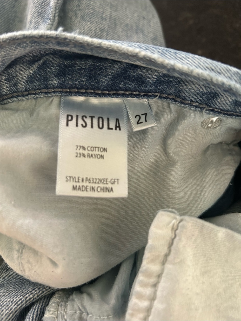 pistola Cassie Straight Leg ultra high rise distressed Jeans in Light Blue Sz 27 - Picture 4 of 9